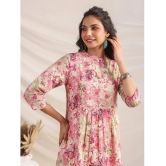 Janasya Cotton Printed Midi Womens Fit & Flare Dress - Pink ( Pack of 1 ) - None