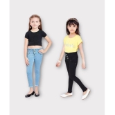 ICONIC ME- Girls Black & Sky Blue Slim Fit Jeans ( Pack of 2) - None