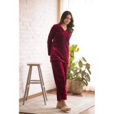 Label Flavia Maroon Solid Pant Top Set - None