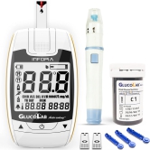 K-Life Gluco lab Fully Automatic Blood Glucose Sugar Testing Machine with 100 Strips (White)