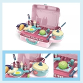 Kitchen Set for Girls Toy with Cooking Utensils 3 in 1 Portable Pretend Food Party Role Cooking Kitchen Play Set Toy for Boys and Girls