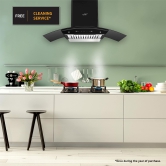 A20 BL140 Kitchen Chimney with 1200m /hr Suction, Thermal Auto Clean, Curved Glass, Baffle Filter, Motion Sensor Controls, Oil Collector Tray, LED Light (Black)