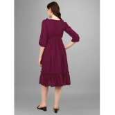 JASH CREATION Polyester Solid Knee Length Womens Fit & Flare Dress - Wine ( Pack of 1 ) - None