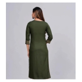 MAUKA Rayon Embroidered Straight Womens Kurti - Green ( Pack of 1 ) - None