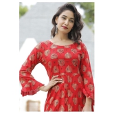 Doriya - Red Rayon Womens Flared Kurti - XXL