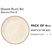 Handcrafted Reactive Glaze Ceramic Dinner Plates, 4 Pieces Serving for 4, Microwave and Dishwasher Safe, Bone-ash Free, Full Plate Set Crockery for Dining and Gifting, Begie