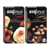 MANFORCE Cocktail Combo Pack (Hazelnut & Chocolate and Strawberry & Vanilla) Condom (Set of 2 20 Sheets)