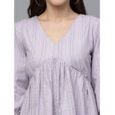 Stylum Cotton Blend Striped Above Knee Womens Fit & Flare Dress - Lavender ( Pack of 1 ) - None