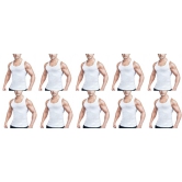 Regular Cotton Sleeveless White Vests (Combo OF 10)