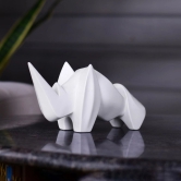 Artarium Resin Abstract Art Rhino Figurine Showpiece | Decorative Items - Home Decor | Showpiece for Tableware, Showpiece for Office and Gifting (1 Piece) (White)