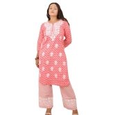 Pravia Lucknowi Chikankari Printed Long Kurti Palazzo Set for Women Girls