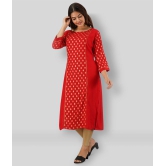 FABRR - Red Rayon Womens Straight Kurti ( Pack of 1 ) - None