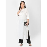 Pistaa - White Cotton Blend Women's Straight Kurti ( Pack of 1 ) - None