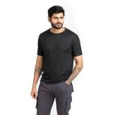 Solid Men Round Neck with Cool Rush Technology Men Solid Round Neck Polyester Black T-Shirt