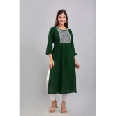 Kapadia Rayon Embroidered A-line Womens Kurti - Green ( Pack of 1 ) - None