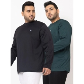 YHA Cotton Blend Regular Fit Solid Full Sleeves Mens T-Shirt - Black ( Pack of 2 ) - None