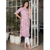 Vbuyz Cotton Printed Front Slit Womens Kurti - Pink ( Pack of 1 ) - None