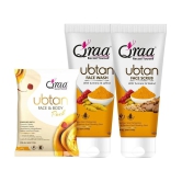 Qraa Ubtan Kit -For Glow And Brightening | Ubtan Facewash 100G, Ubtan Scrub 100G & Ubtan Pack 50G