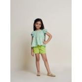 Sini Embroided Cotton Cambric Girls Shorts - Green-4-5Y