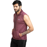 Men Solid Hooded Neck Polyester Maroon T-Shirt