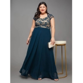 Miss Chase A+ Georgette Self Design Full Length Womens Fit & Flare Dress - Teal ( Pack of 1 ) - None