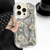 Rose caseHSN:SKU:NEW14-Grey Rose / iPhone 15 Pro