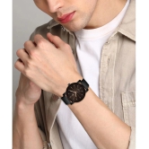 Septem Black Leather Analog Mens Watch