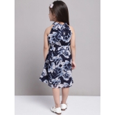 MINI & MING Girls Floral Print High Neck Georgette Fit & Flare Dress