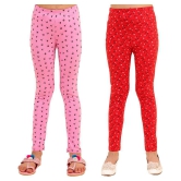 Kids Cave - Baby Pink Cotton Blend Girls Leggings ( Pack of 2 ) - None