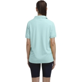 Women Solid Zip Neck Polyester Light Blue T-Shirt