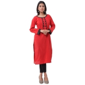 DESHBANDHU DBK - Red Cotton Womens Straight Kurti - None