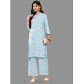 Janasya Womens Sky Blue Crepe Digital Printed Co-ords Set - None