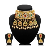 Sukkhi Alloy Golden Choker Contemporary/Fashion 18kt Gold Plated Necklaces Set - Golden