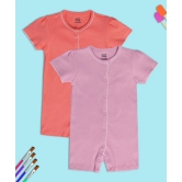 miniklub Multicolor Cotton Rompers For Baby Girl ( Pack of 2 ) - None