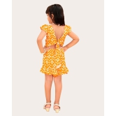 Girls Printed Stylish Flared Palazzo With Crop Top-Yellow / 7 Years-8 Years