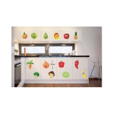 Asmi Collection Happy Cartoons for Kitchen Fruit & Vegetables Sticker ( 18 x 15 cms )