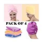 GLOBLE ENTERPRISE SET OF 4 Hair Towel Wrap Absorbent Towel Hair-Drying Quick Dry Showe0r Caps Bathrobe Magic Hair Warp Towel Super Quick-Drying Microfiber Bath Towel Hair Dry Cap Salon Towel