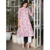 Vbuyz Cotton Printed Front Slit Womens Kurti - Pink ( Pack of 1 ) - None