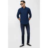 Men Navy Super Slim Fit Stripe Full Sleeves Casual Shirt