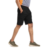 Solid Men Black Cargo Shorts, Gym Shorts