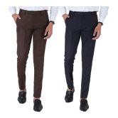 SREY - Coffee Polycotton Slim - Fit Men's Trousers ( Pack of 2 ) - None