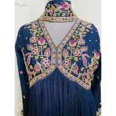 NEW Navy blue  Floral Embroidered Alia Cut Ethnic Dress