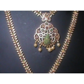 Indian Traditional Gold Plated Haram Necklace Set With Earrings For Women