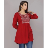 HIGHLIGHT FASHION EXPORT - Red Rayon Womens Flared Kurti ( Pack of 1 ) - None