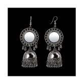 Silver Shine Trendy Silver Mirror Jhumki with Small Danglers Earrings for Women - Silver