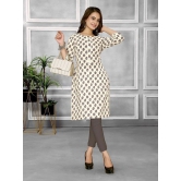 Rangita Women Cotton Off White Printed Knee Length Straight Kurti - None