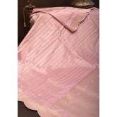 Unique Scalloped Borders Pure Brocade Banarasi Katan Silk Saree in Light PInk | SILK MARK CERTIFIED