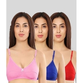 Kiran Enterprises - Multicolor Cotton Blend Non Padded Womens Everyday Bra ( Pack of 3 ) - None