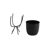 Black Metal Planter with Stand (Set of 2)-Black