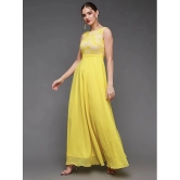 Miss Chase Polyester Self Design Full Length Womens Fit & Flare Dress - Yellow ( Pack of 1 ) - None